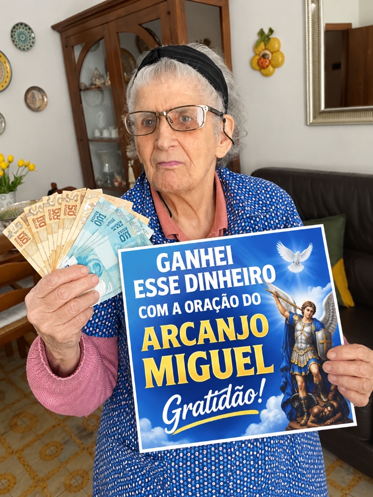 Dona Maria exibe valor recebido após a oração